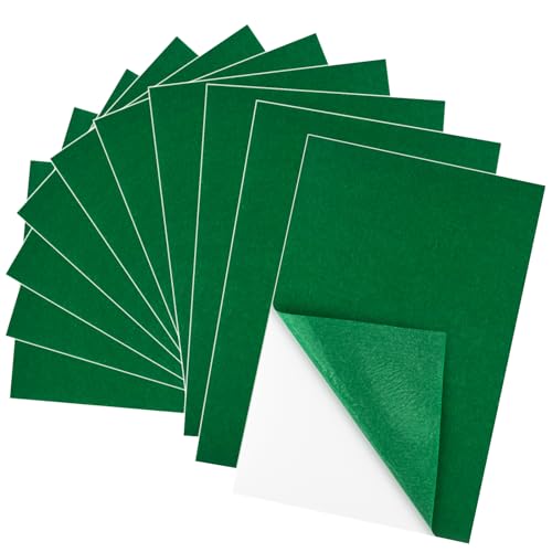 BOUBONI 10 Stück Filz Selbstklebend, 20 x 30 cm Klebefilz Farbe Filzstoff Selbstklebend für Bastelbedarf Kunst Heimwerken (Grün) von BOUBONI