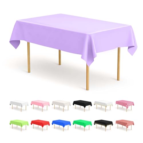 BOUBONI 4 Stück Einweg Tischdecken 137 x 274 cm Rechteckige Party Tischdecke Geeignet für Hochzeiten Catering Outdoor und Themenveranstaltungen(Hellviolett) von BOUBONI