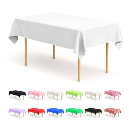 BOUBONI 4 Stück Weiß Einweg Tischdecken 137 x 274 cm Rechteckige Party Tischdecke Geeignet für Hochzeiten Catering Outdoor und Themenveranstaltungen von BOUBONI