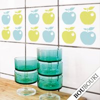 Fliesenaufkleber 4Er Set "Apple 4 Blau Grün" von BOUBOUKIshop