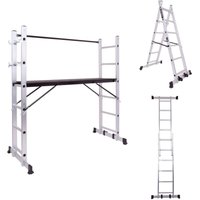 RIG-100 - Multifunktionsger�st 3-in-1 H165,5 cm Aluminiumleiter mit R�dern von BOUDECH