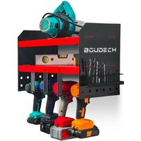 Boudech - Taka - Werkzeugregal f�r die Garage aus Stahl. 2-Fach-Organizer f�r Elektrowerkzeuge. Wandhalterung f�r Bohrer, Bits und Schraubenzieher von BOUDECH