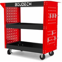 Troller - Werkstattwagen auf Rollen, mit 3 Fachb�den, Seitenlochplatten und 12 Haken, Arbeitsfl�che mit rutschfester Matte von BOUDECH