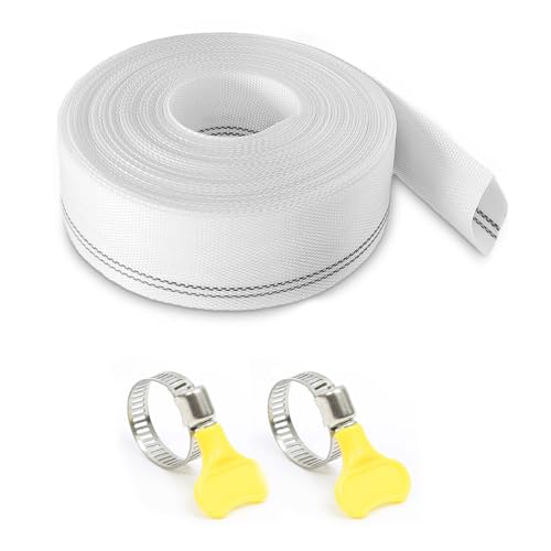 10M Gewebeschlauch, Feuerwehrschlauch, Flachschlauch mit 2 Clips zum Anschluss an Tauchpumpen, Schlauch 32mm Innendurchmesser, für Abflussteiche, Gartenbewässerung, Whirlpools, Tauchpumpen von BOUFEIDA
