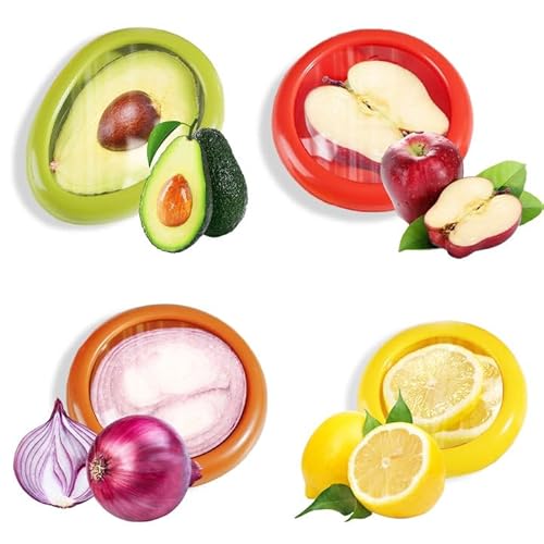 4 Stück Silikon Frischhaltebehälter, Silicone Fruit Storage Containers, Wiederverwendbare Silikon Aufbewahrungsboxen, Silikon Obst Aufbewahrungsbox für Kühlschrank Konservieren von Obst und Gemüse von BOUFEIDA
