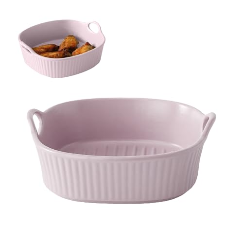 Auflaufform Keramik, Auflaufform Klein für die Heißluftfritteuse, 650 ml Backformen mit Griffen für Fritteuse, die Zubereitung von Lasagne, Suppe, Backofen und Mikrowellen Sicher (Taro lila) von BOUFEIDA