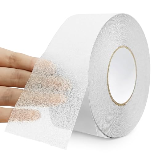 BOUFEIDA Antirutsch Klebeband Treppe, 5cm x 10m Antirutsch Band Selbstklebend, Rutschfester Reibung, Transparent Antirutschstreifen für Treppen für Treppen, Stufen, Fliesen, Badewanne und Dusche von BOUFEIDA