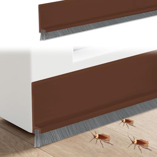 Bürstendichtung, Türbürstendichtung, Bürstendichtung Selbstklebend, Zuschneidbar Bodenabdichtung mit Bürste, für Zugluftstopper Streifenbürste Türbürste Türbodendichtung, Marron, 5cm x 100cm von BOUFEIDA