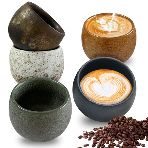Espressotassen Set 5 Teilig, 50ml Espressotassen Steingut Dickwandig Tassen Ohne Henkel, Espresso Tassen Steingut Set, Espresso Cups Keramik Ideal für Mokka, Macchiato Tee Geschenk für Frauen Männer Espressotassen Set 5 Teilig, 50ml Espressotassen Steingut Dickwandig Tassen Ohne Henkel, Espresso Tassen Steingut Set, Espresso Cups Keramik Ideal für Mokka, Macchiato Tee Geschenk für Frauen Männer von BOUFEIDA