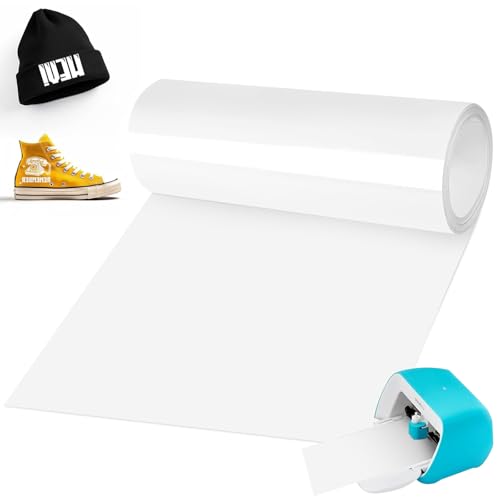 Smart Iron on for Cricut Joy, 14x200cm Weiß Plotterfolie Textil Smart Heat Transfer Vinyl, Flexfolie Plotter Textilien zum Aufbügeln, PU Plotterfolie Textil für Stoffe T-Shirts DIY Muster von BOUFEIDA