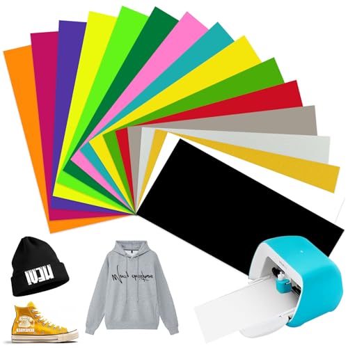 Smart Iron on for Cricut Joy, 14x30.5cm Plotterfolie Textil Smart Heat Transfer Vinyl, Flexfolie Plotter Textilien zum Aufbügeln, PU Plotterfolie Textil für Stoffe T-Shirts DIY Muster Smart Iron on for Cricut Joy, 14x30.5cm Plotterfolie Textil Smart Heat Transfer Vinyl, Flexfolie Plotter Textilien zum Aufbügeln, PU Plotterfolie Textil für Stoffe T-Shirts DIY Muster von BOUFEIDA