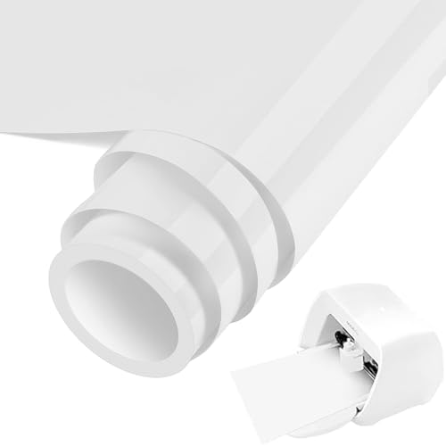 Smart Iron on für Cricut Joy Xtra, 24x200cm Weiß Plotterfolie Textil Smart Heat Transfer Vinyl, Flexfolie Plotter Textilien zum Aufbügeln, PU Plotterfolie Textil für Stoffe T-Shirts DIY Muster von BOUFEIDA