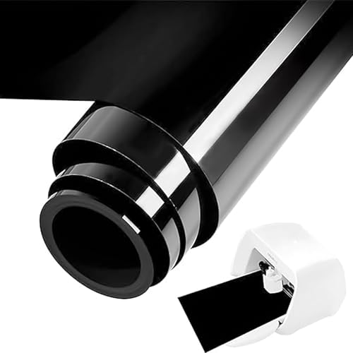 Smart Iron on für Cricut Joy Xtra, 24x600cm Schwarz Plotterfolie Textil Smart Heat Transfer Vinyl, Flexfolie Plotter Textilien zum Aufbügeln, PU Plotterfolie Textil für Stoffe T-Shirts DIY Muster von BOUFEIDA