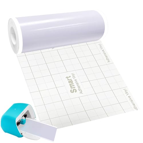 Smart Vinyl Permanent für Cricut Joy, 14x300cm Weiß Smart Adhesive Vinyl, Vinyl Plotter Film, Plotterfolie Selbstklebend für DIY Tassen, Autos, Banner, Dekoration von BOUFEIDA