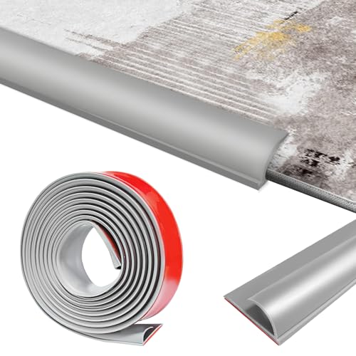 Teppichleisten Übergangsprofil Selbstklebend, 3.0M PVC Übergangsrand Boden, Kantenverkleidung für Teppich Boden von Teppich zu Holzboden, Abdeckungshöhe innerhalb von 10 mm, für Teppich, Boden, Grau von BOUFEIDA
