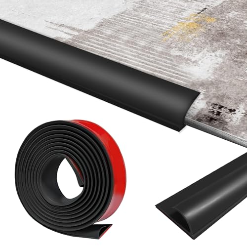 Teppichleisten Übergangsprofil Selbstklebend,3.0M PVC Übergangsrand Boden, Kantenverkleidung für Teppich Boden von Teppich zu Holzboden, Abdeckungshöhe innerhalb von 10 mm, Schwarz von BOUFEIDA