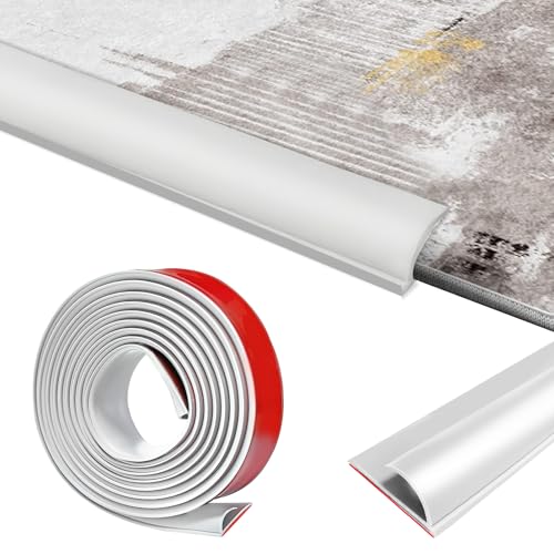Teppichleisten Übergangsprofil Selbstklebend, 5M PVC Übergangsrand Boden, Kantenverkleidung für Teppich Boden von Teppich zu Holzboden, Abdeckungshöhe innerhalb von 10 mm, für Teppich, Boden, Weiß von BOUFEIDA