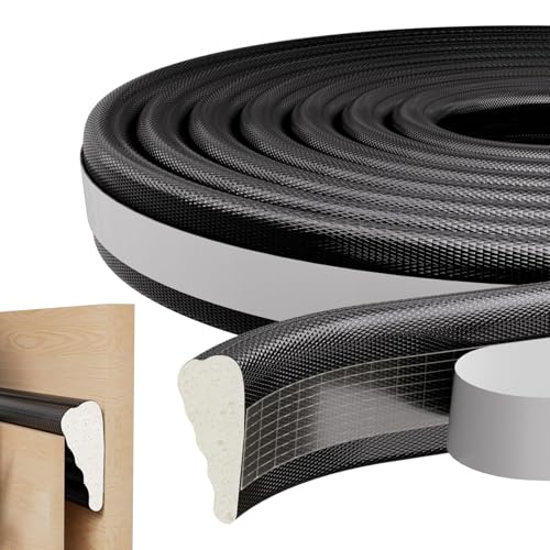 Türdichtung, Türdichtung Selbstklebend, Dichtungsband Schaumstoff Selbstklebend, Haustür Türrahmen Dichtung, Door Seal, Zugluftstopper Dichtband Fenster, Schwarz, 5M von BOUFEIDA