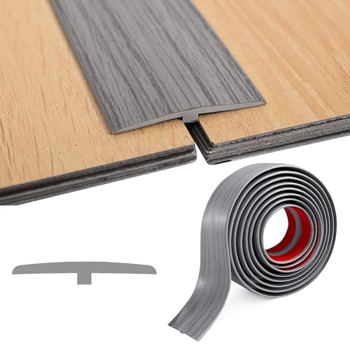 Übergangsprofil T Profil, 5cmx3m Übergangsprofil Selbstklebend, Übergangsleiste Boden, Türschwellen Leiste, PVC Abdeckleiste Flexible für Verbindungsböden Lücken von Laminatdielenfliesen(Grau) von BOUFEIDA