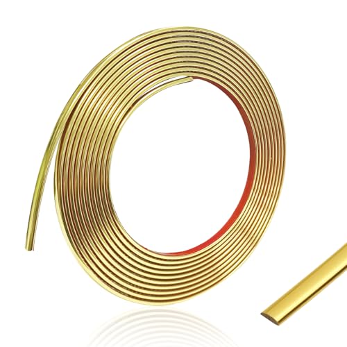 Goldene Zierleisten Selbstklebend, 12m Stuckleisten Wand, Zierleiste zum Abziehen und Aufkleben, Zierleisten Wand für Wand, Decke, Boden, Schrank, Fliesen, Kanten von BOUFEIDA