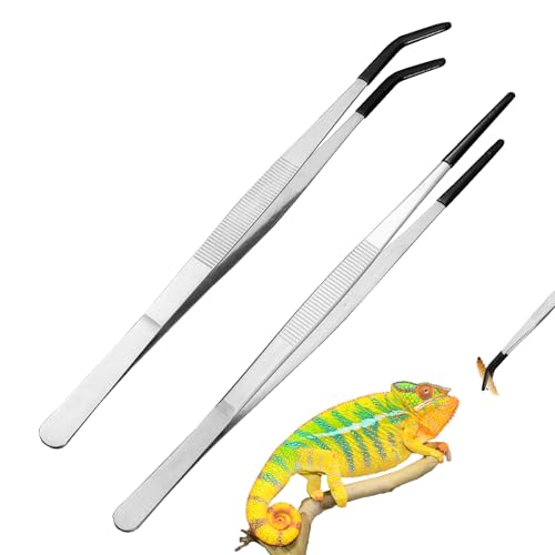 BOULESENM 2 PCS Lange Pinzette Edelstahl,Reptile Tongs Futterzange mit Gummispitze Gerade,Stainless Steel Reptile Feeding Tongs with Rubber Tip,Fütterungspinzette für Reptilien,Aquarium-Pinzette BOULESENM 2 PCS Lange Pinzette Edelstahl,Reptile Tongs Futterzange mit Gummispitze Gerade,Stainless Steel Reptile Feeding Tongs with Rubber Tip,Fütterungspinzette für Reptilien,Aquarium-Pinzette von BOULESENM