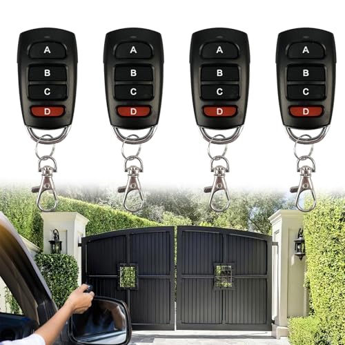 BOULESENM 4 Stück Universal Garagentor Fernbedienung,Kopier Fernbediénung,Universal Tor Fernbédienung,Signal bis zu 10 m,Klonen von Garagéntor Fernbedienungsschlüsseln mit 4 Tasten von BOULESENM