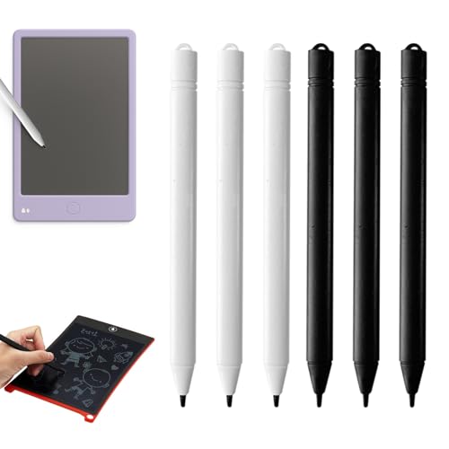 BOULESENM Ersatzstift Stift für LCD-Schreibtafel, 6PCS LCD Schreibtafel Stift, Tablet Stift für LCD Maltafel, Schreibtafel pens für LCD-Schreibtabletts Writing Board Pens(Schwarz+Weiß) von BOULESENM