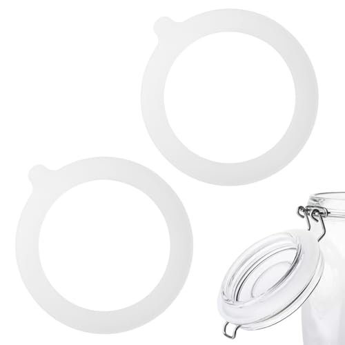 BOUMVID 2 Stück Dichtringe für Einweckgläser, Einmachgummiringe Auslaufsicher Gummiringe, Weiß Gläser Silikon Glasdichtungen Ersatz Einkochringe, für Deckel Einmachgläser Weckgläser von BOUMVID
