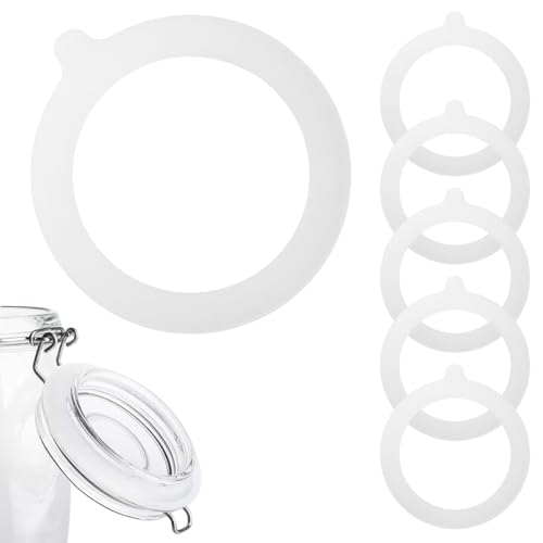 BOUMVID 6 Stück Dichtringe für Einweckgläser, Einmachgummiringe Auslaufsicher Gummiringe, Weiß Gläser Silikon Glasdichtungen Ersatz Einkochringe, für Deckel Einmachgläser Weckgläser von BOUMVID