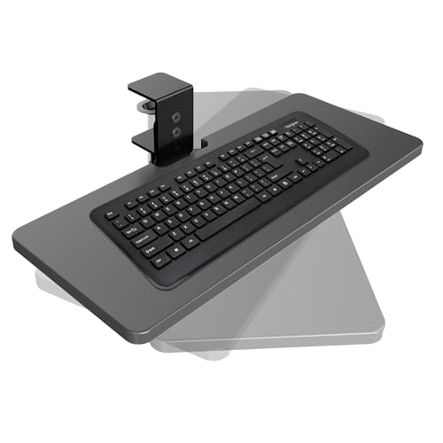 Große drehbare Computertastatur und Mausablage unter dem Schreibtisch, extra stabile Schreibtisch-Drehklemme, ergonomische Tastatur- und Mausablage zum Tippen zu Hause, Büroarbeit, 58,4 x 25,4 cm von BOUNHOHE