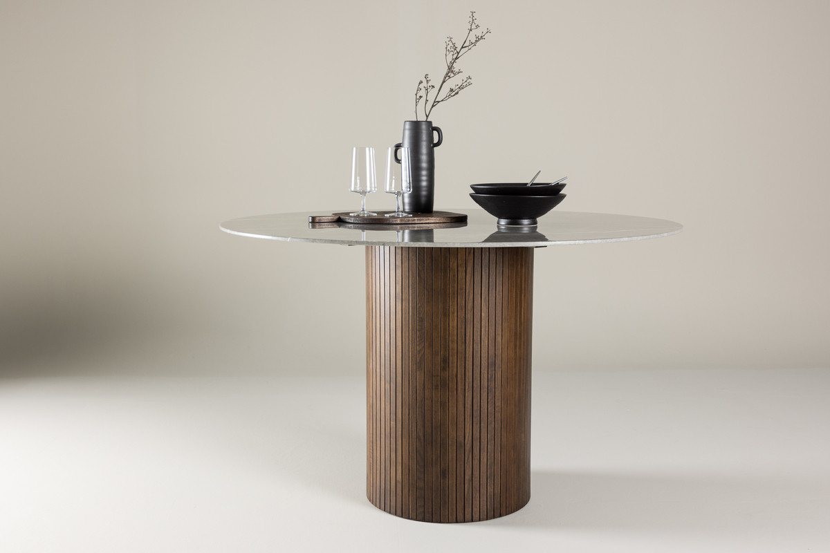 BOURGH Esstisch HÄRÖN Esszimmertisch ⌀120x74cm - runder Tisch mokka in Marmor Optik von BOURGH
