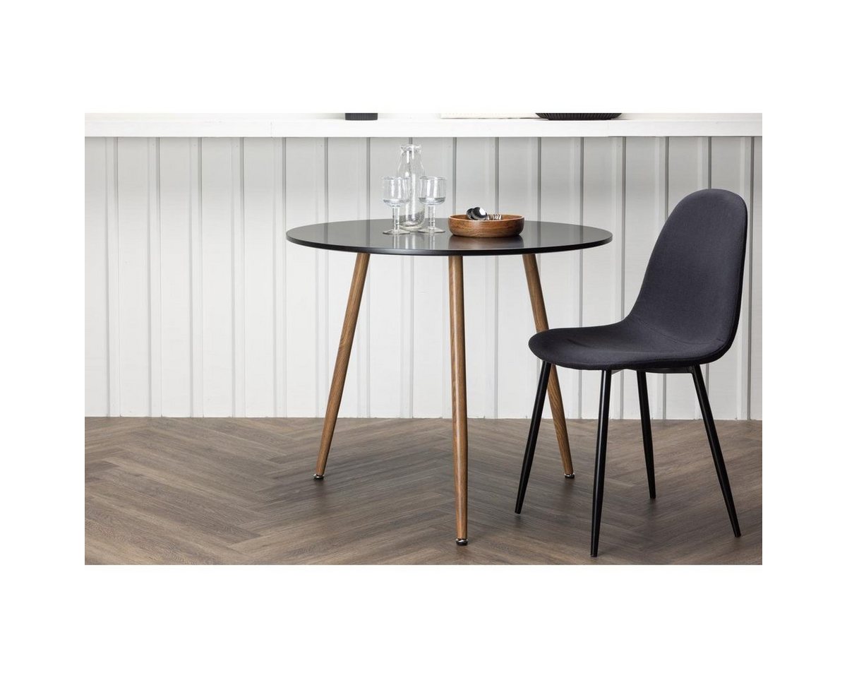 BOURGH Esstisch POLAR Tisch ⌀ 90cm - runder Esstisch mit edler Tischpaltte in schwarz von BOURGH