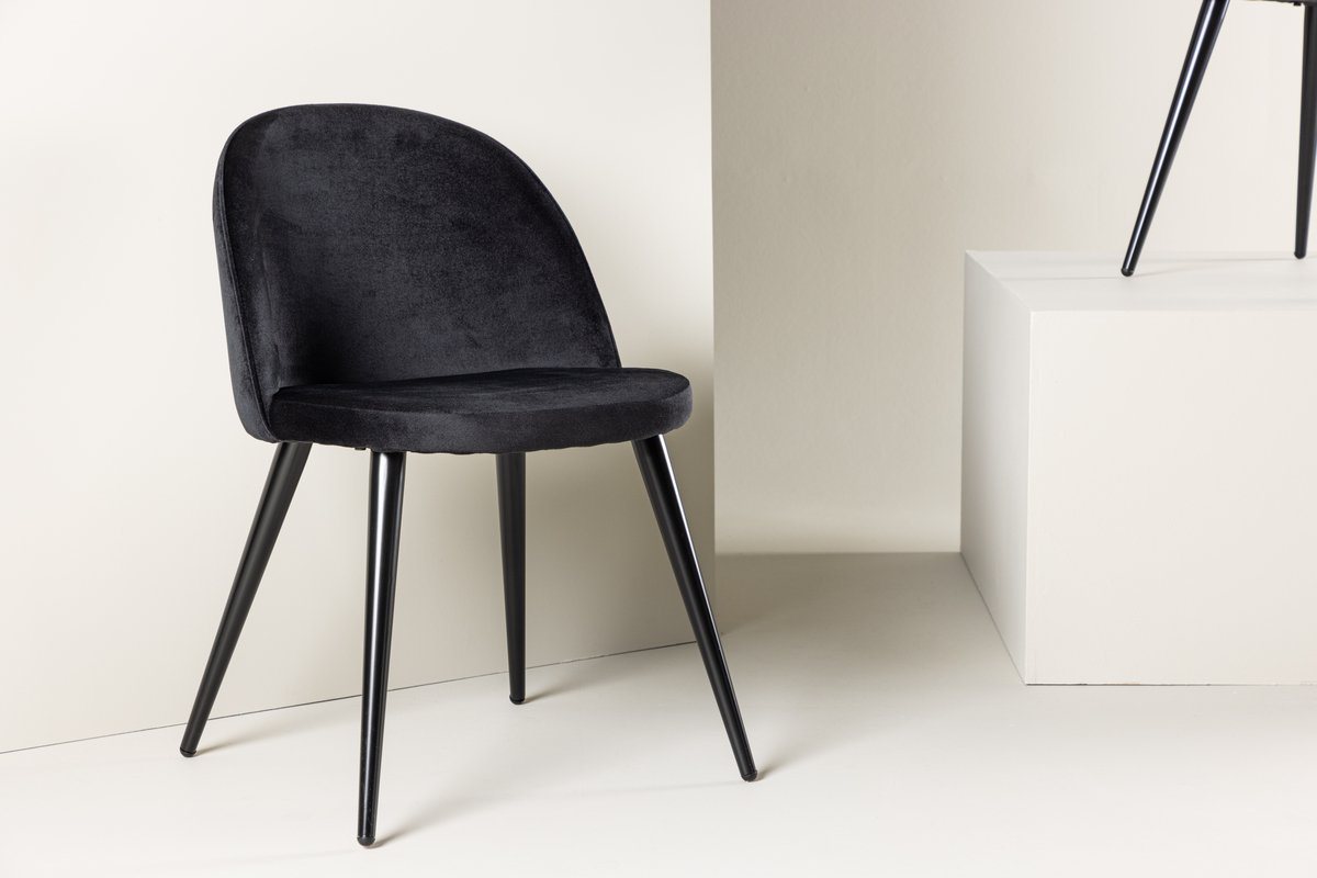 BOURGH Esszimmerstuhl VELVET Dining Chair schwarz - 2 Stühle im Set von BOURGH