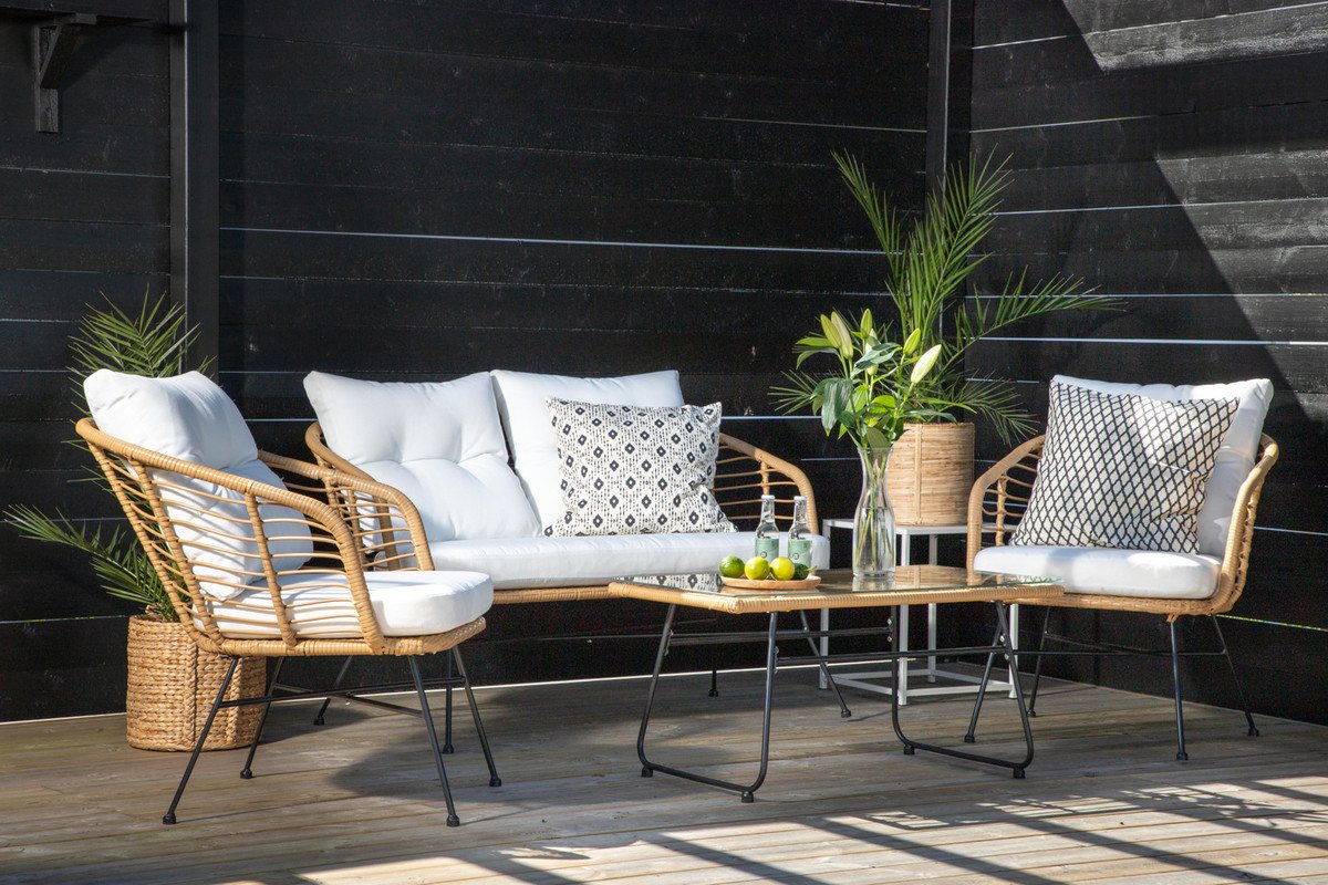 BOURGH Gartenlounge-Set VIGA Sofa Set 4-teilig mit Tisch, Lounge Sofa und 2 Sessel, - für Outdoor und Wintergarten von BOURGH