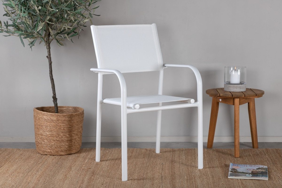 BOURGH Gartenstuhl SANTORINI Esstischstuhl weiß - Stuhl mit Aluminium Gestell von BOURGH