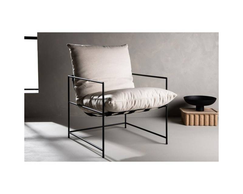 BOURGH Loungesessel SEDALIA Relaxsessel weiß - Lounge Sessel in modernem Design, mit schwarzem Stahlgestell von BOURGH