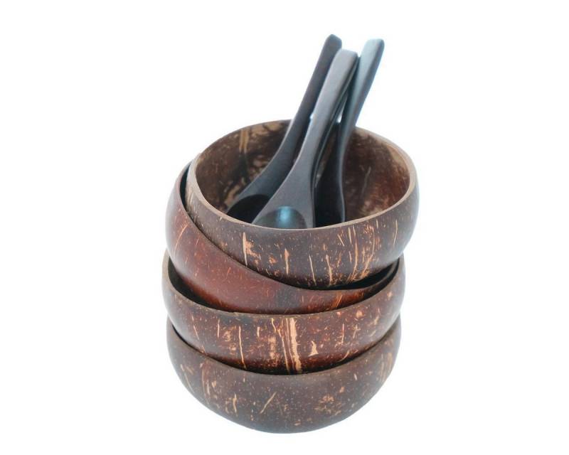 BOURGH Schale BOLORO Kokusnussschalen 4 Schalen + 4 Löffel, Kokosnuss, (set) von BOURGH