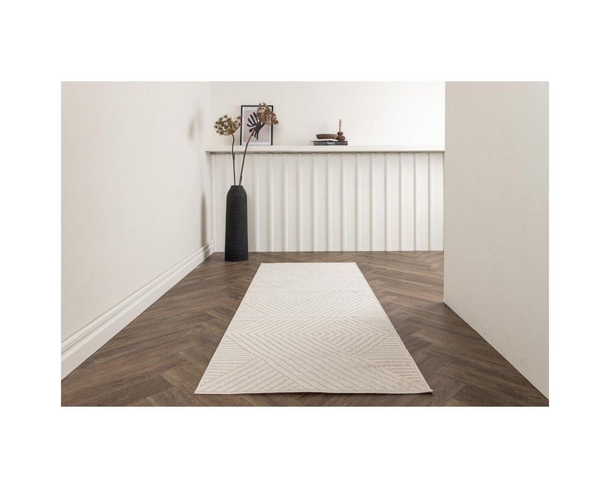 Teppich ARON Teppich weiß Zeitlos eleganter Flurteppich 200 x 80 cm, BOURGH, Höhe: 0.8 mm von BOURGH