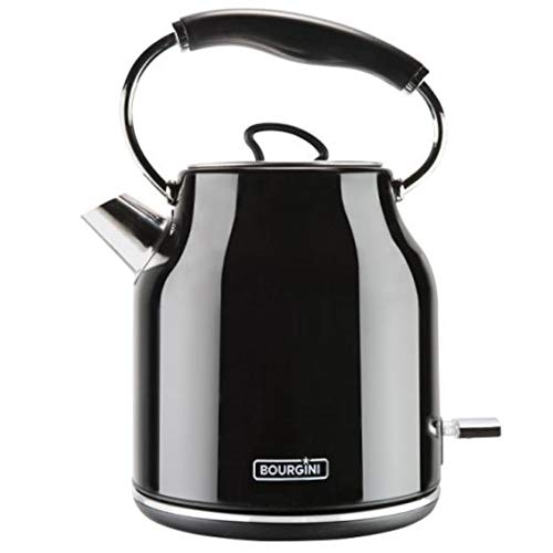 Bourgini Nostalgic Water Kettle Deluxe - Retro Wasserkocher - 1.7L Fassungsvermögen - Schwarz von BOURGINI