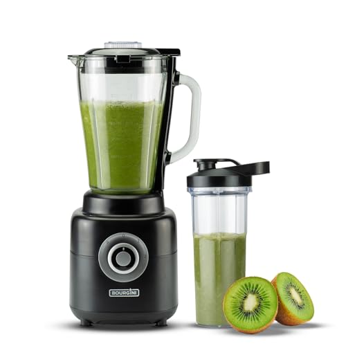 Bourgini Power Blender 1.75L- Standmixer Glas - 1000 Watt - Mixer Smoothie maker - Blender to go mit 700ml Becher von BOURGINI