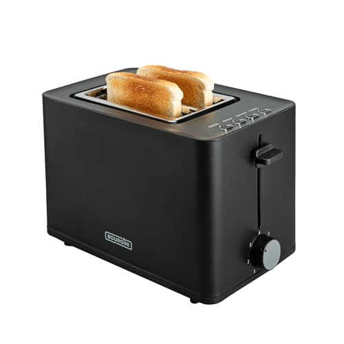 Bourgini Toaster Schwarz mit extra breiten Schlitzen für Sandwiches - sandwichtoaster mit Sandwich-Klammern von BOURGINI