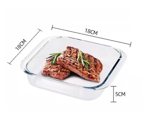 1L Glas Auflaufform Kleine Quadratisch Backform für 1 Person Glas Backblech 18x18x5cm Borosilikatglas Hitzebeständig bis 400°C für Heißluftfritteuse, Backofen, Mikrowellenherd von BOUTICOL