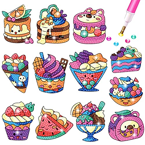 BOUTIKS 5D Diamond Painting Kinder, 12 Stücke DIY Geburtstagskuchen Diamant Aufkleber Kit Diamant Malerei Kits für Aufkleber Kinder Geburtstagsgeschenk von BOUTIKS