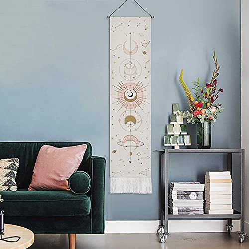 BOUTIKS Böhmischer Wandteppich, Mond Girlande Room Decor Wandbehang Boho Deko Schlafzimmer Wanddeko Gold Mond Wandschmuck Apartment Geschenke Ramadan Dekoration, Weiß von BOUTIKS
