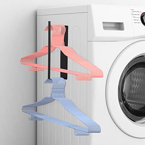Magnetischer Kleiderbügel, Wandhalterung, Kleiderständer, Organizer für Waschmaschine, Kleiderbügel, Stapel für Schrank, Waschküche, platzsparende Kleiderbügel, Aufbewahrung (schwarz) von BOUWOSY