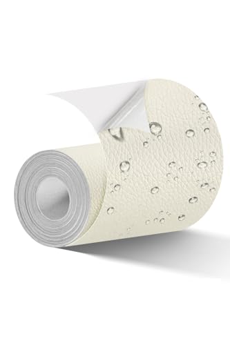 BOUYEER Leder Reparatur Set Elfenbeinweiß, 40 * 210 CM Kunstleder Selbstklebend, Umweltfreundliche & Geruchsfrei Kunstleder Reparaturset, Möbel/Sofa/Autositze/Taschen/Renovierung, Elfenbeinweiß von BOUYEER