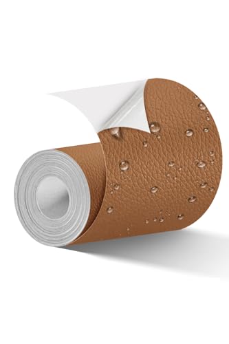 BOUYEER Leder Reparatur Set hellbraun, 40 * 210 CM Kunstleder Selbstklebend, Umweltfreundliche & Geruchsfrei Kunstleder Reparaturset, Möbel/Sofa/Autositze/Taschen/Renovierung, hellbraun von BOUYEER