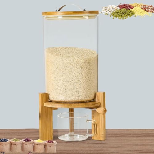 Reisspender 5/8L, Müslispender Küche, Luftdichter Vorratsbehälter Reis, Lebensmittelspender Glas für Kleine Körner Wie Rote Bohnen Mungobohnen Reis Verwendet, Sorgen Sie für Ordnung In der Küche (8L) von BOVDC