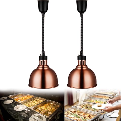 Wärmelampe für Essen, Edelstahl Buffet Speisenwärmer mit Wippschalter und Kühllöchern, Lebensmittel Warmhalter für Buffets Pizz Steak Restaurants, 2/3/4 Pcs(Size:2 PCS) von BOVDC