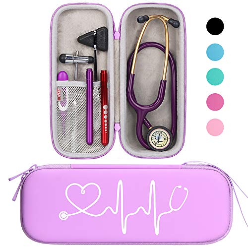 BOVKE Stethoskop Fall für 3M Littmann Classic III, Lightweight II S.E, MDF Acoustica Leichtes Stethoskop, zusätzlicher Raum für medizinische Bandage Schere EMT Trauma Schere und LED Penlights, lila von BOVKE